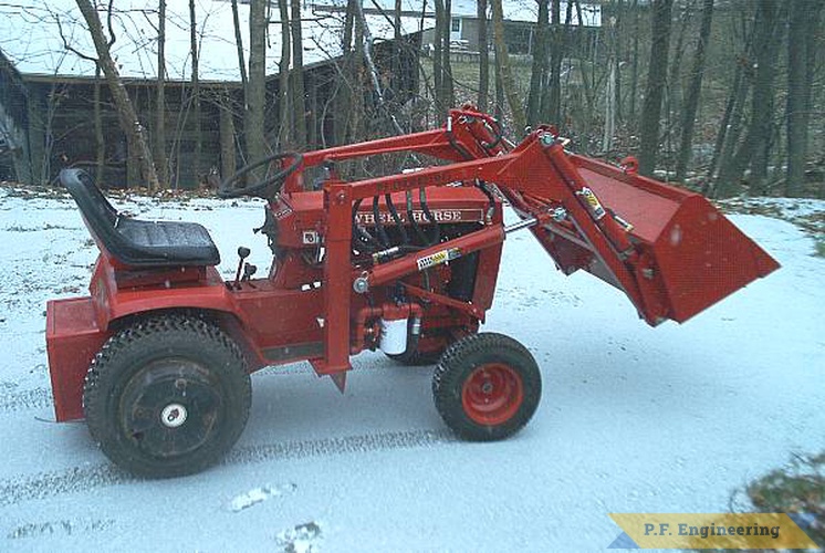 Burt T. in Hallowell, ME loader for Wheel Horse garden tractor | Burt T. in Hallowell, ME built this nice looking loader for his WheelHorse garden tractor 3