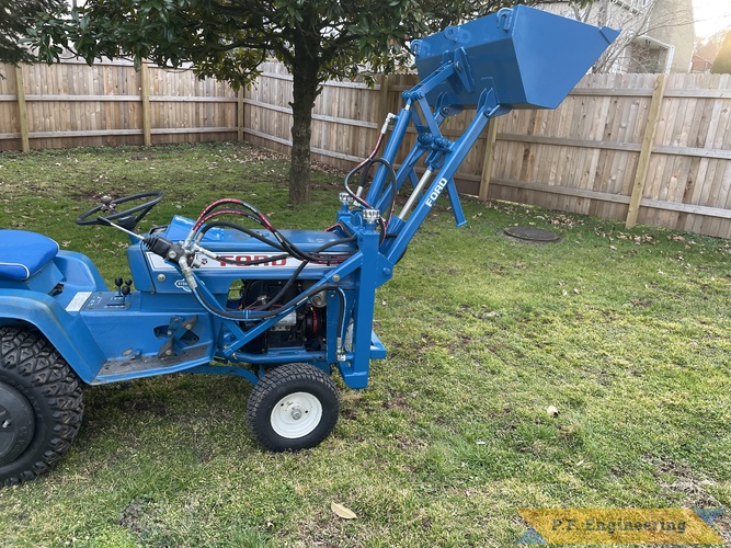 Patrick C. from Collegeville, PA - Ford LGT 145 | Patrick C. Ford LGT 145 pin-on mini payloader right side showing control valve