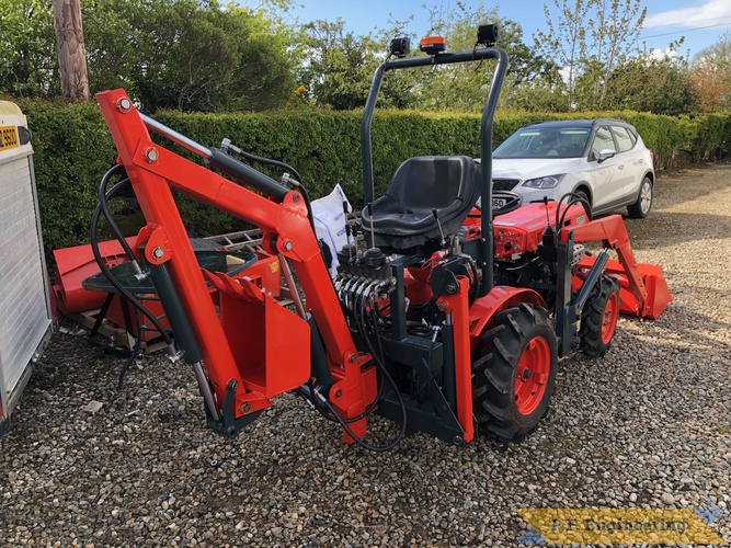 Robert B. in Ireland and his Kubota B6000 Micro Hoe | Robert B. in Ireland building his micro hoe for a Kubota B6000 curled rear view