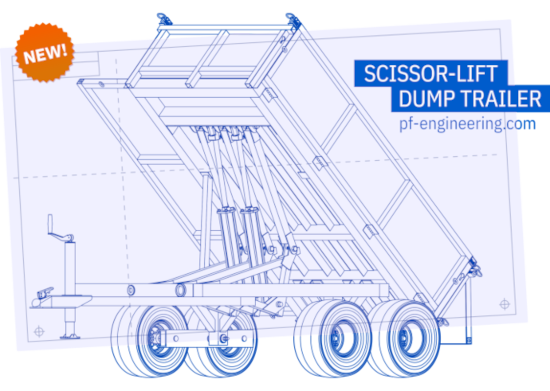 Scissor-lift Dump Trailer: Heavy-duty dump trailer designed for various hauling and construction tasks.